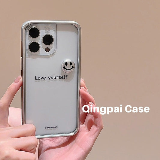 Accessories Personalized transparent three-dimensional silver smiley face for Apple 15promax mobile phone case iphone13 new 14pro