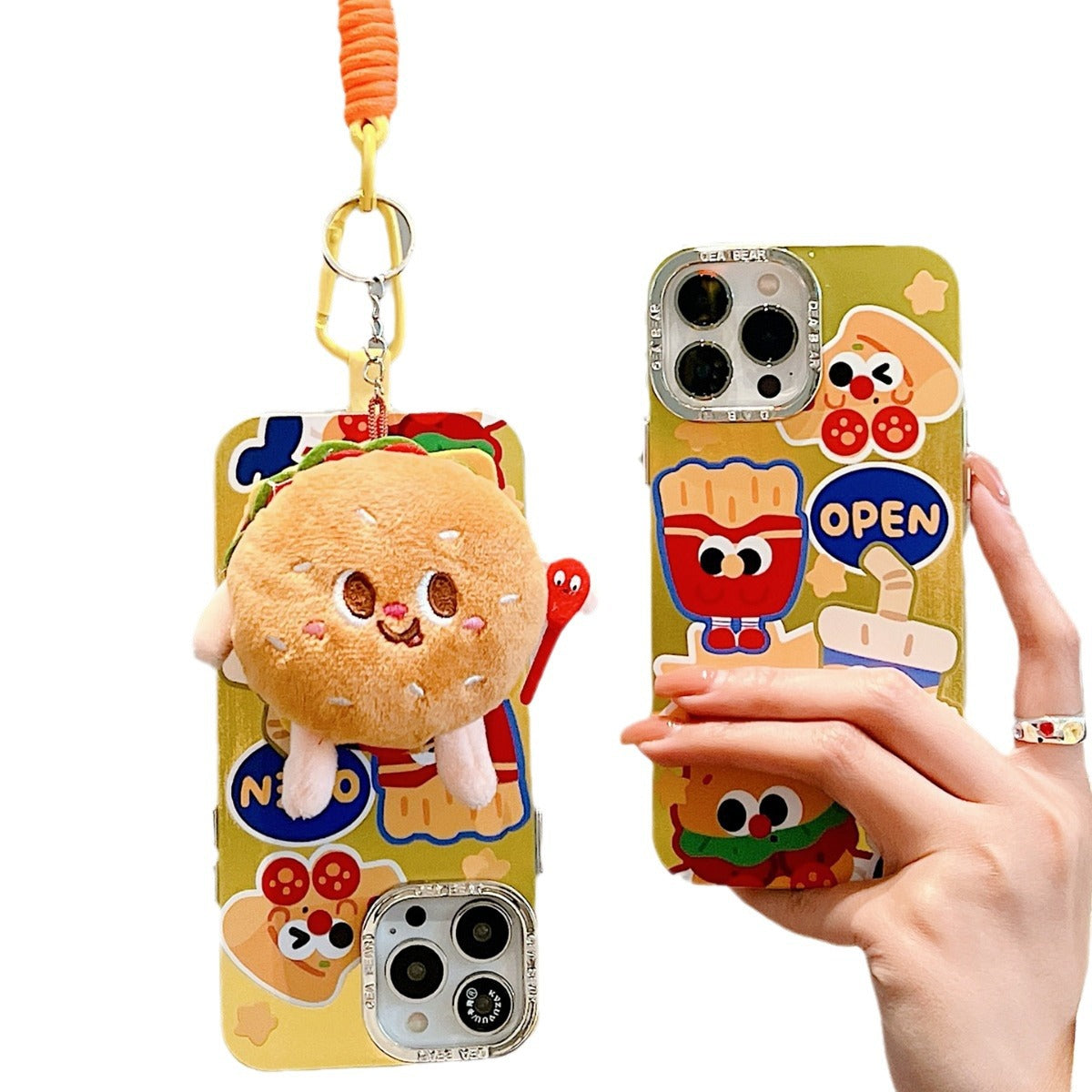 Accessories for iPhone 14 case iphone15promax fries burger lanyard 13 fun cartoon 12 cute new