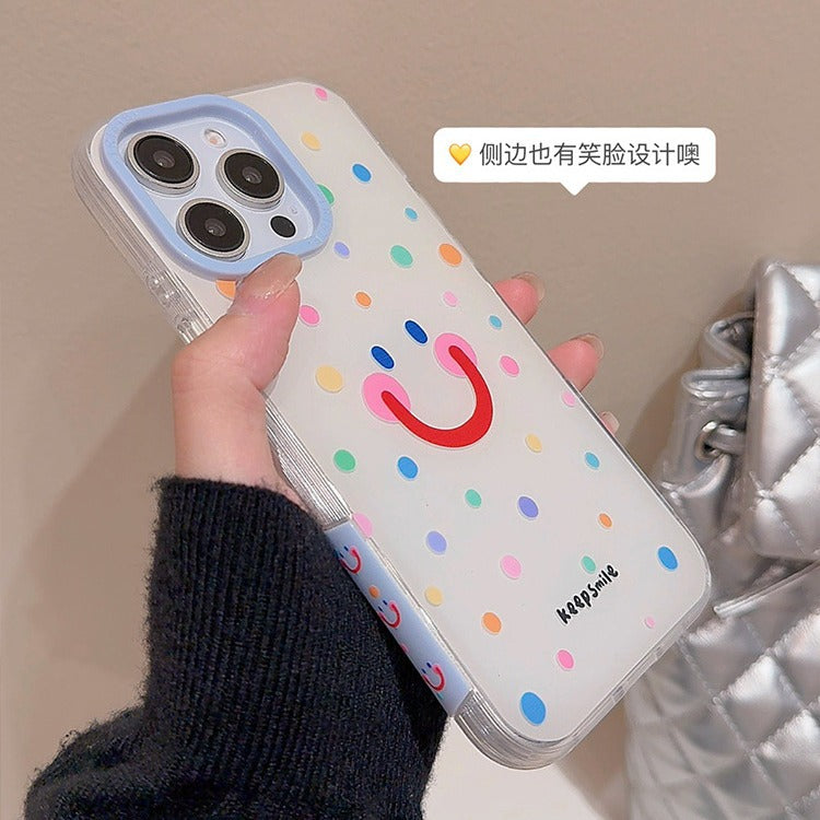 Accessories girl ins color polka dot smiley face for apple 15promax mobile phone case iphone13 new 14pro women