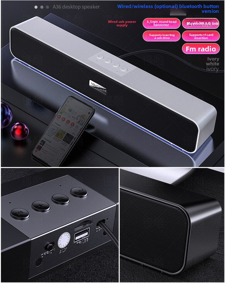 Silver Diao A36 Computer Bluetooth Audio USB Smart Speaker Subwoofer Card