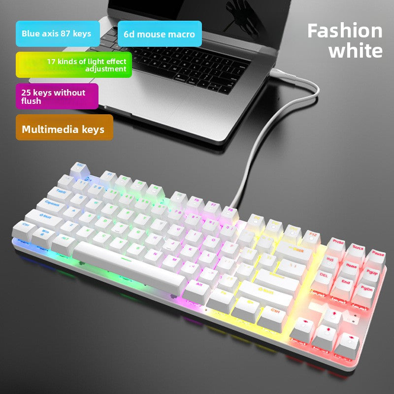 87-Key wired real mechanical keyboard, green axis game e-sports office, notebook universal