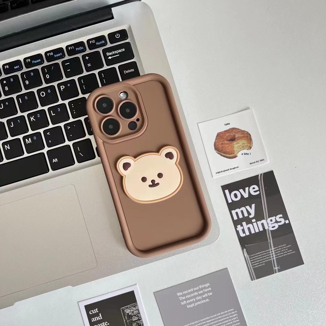 Accessories [Apple] iPhone14/13promax anti-drop milk coffee boss dog bear smiley face female new mobile phone case