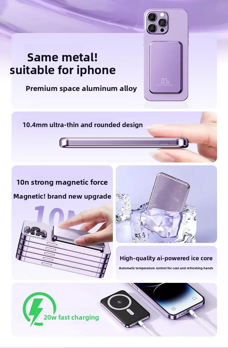 Metal magnetic power bank super fast charging 20000mAh mini compact portable mobile phone mobile power supply