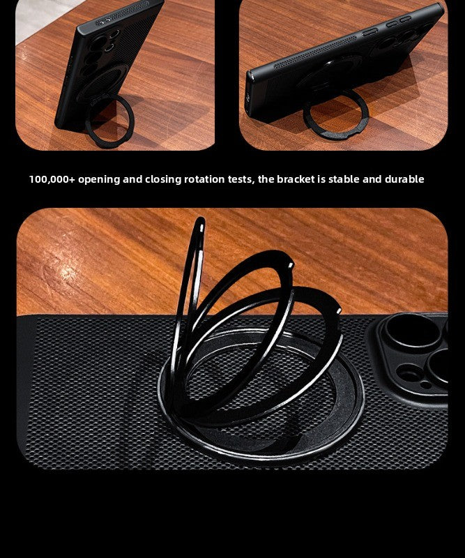 For Samsung s25ultra mobile phone case s24 + new 360 magnetic bracket s23 ultra-thin s22 protective case por anti-drop note all-inclusive heat dissipation black MagSafe men's and women's summer hard case Phone accessories