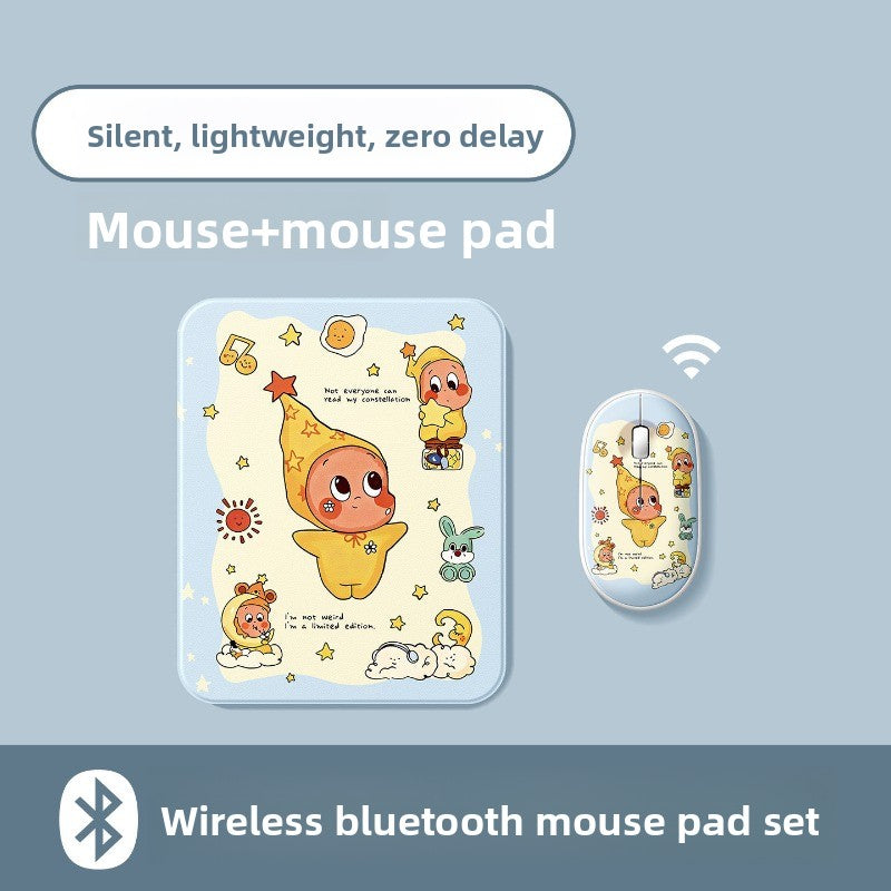 Bluetooth Keyboard Mouse Set For Apple Huawei Xiaomi Tablet PC External Notebook Wireless Silent Light 0 Delay Office Game iPad Charging Girls Cute Stars Tablet Accessories