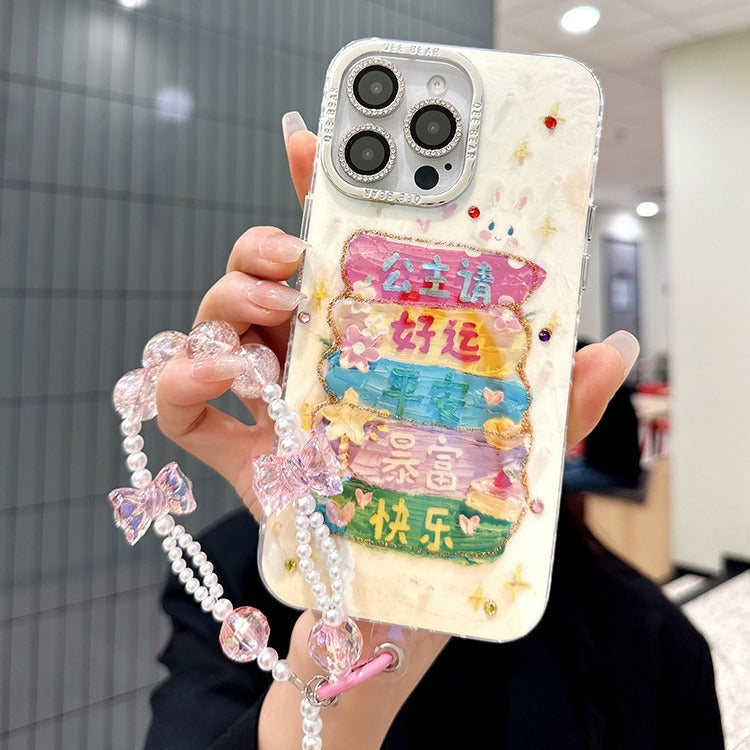 Accessories Princess please get rich Apply to Apple 15promax mobile phone case iPhone14 protective case 13 new cute