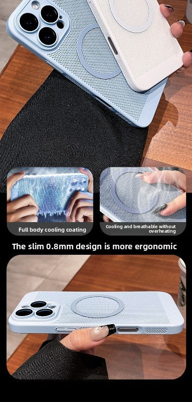 For iPhone 16Promax mobile phone case new iphone15pro protective case 17Promax ultra-thin breathable 13 heat dissipation magnetic suction 12 all-inclusive 14 men's and women's 8plus matte simple hard case Phone accessories