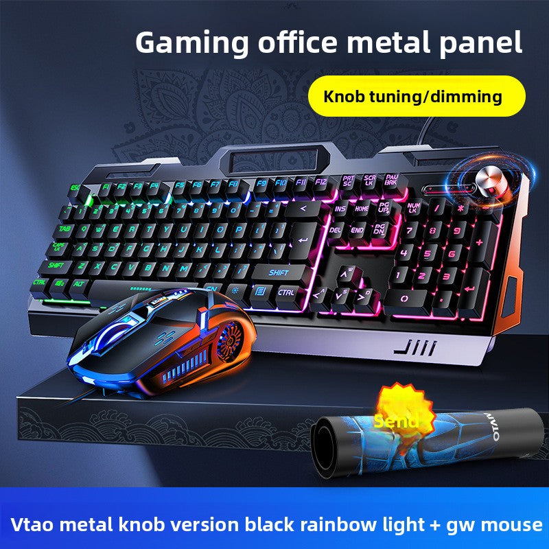 Silver Carving V2G5 Mechanical Feel Metal Keyboard Mouse Headset Three-piece Set USB Wired Gaming Computer Accessories