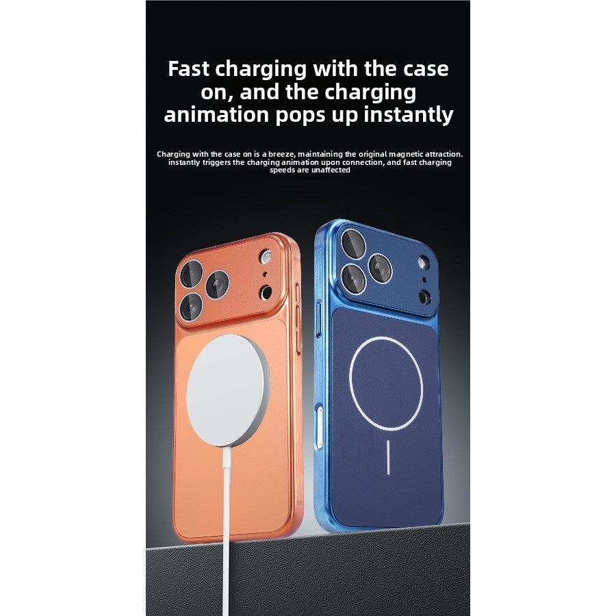 Large window magnetic suction for iPhone iPhone18ProMax magnetic suction model 17Pro simple advanced 16 with lens film 15 all-inclusive hard case 14/13 business style Phone accessories