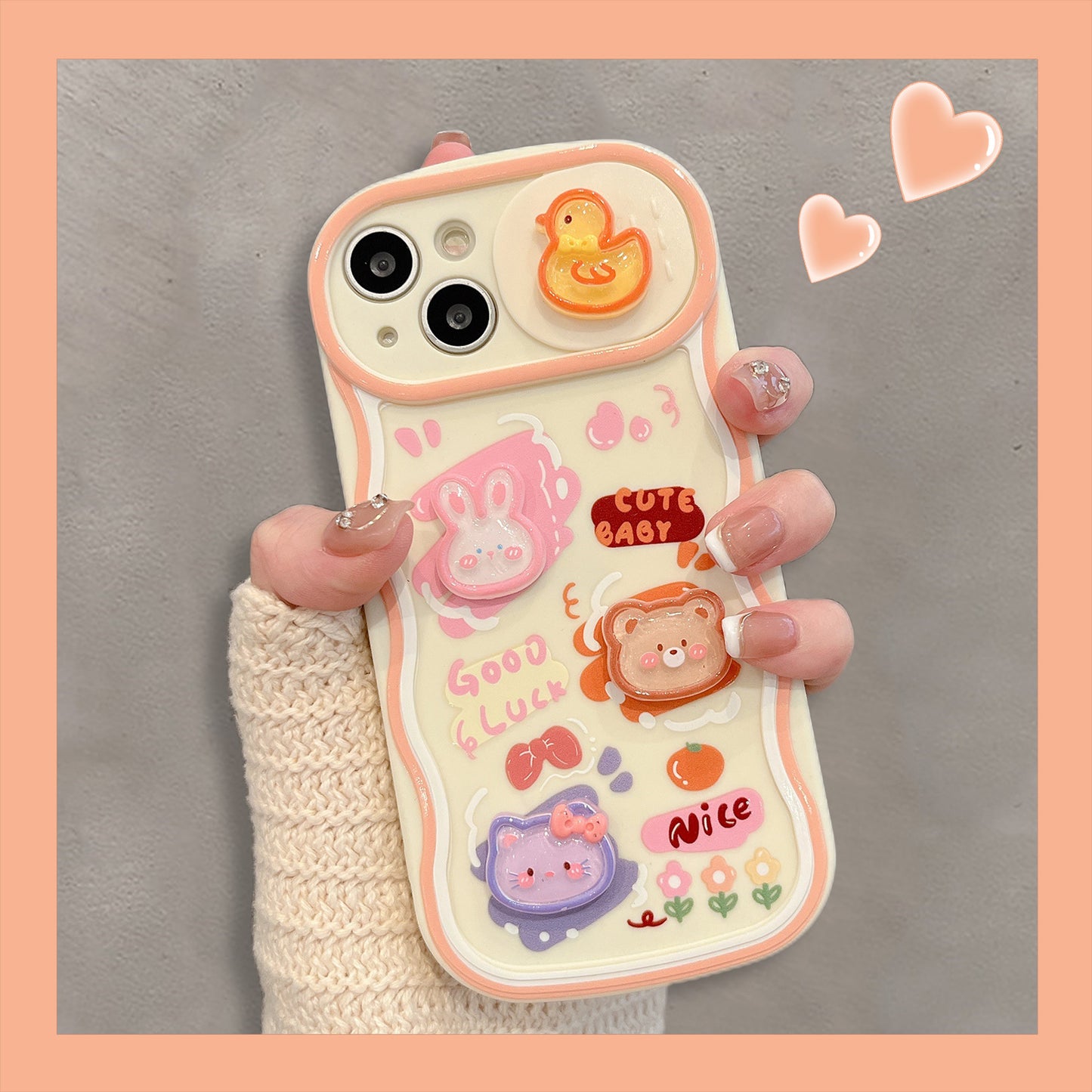 Accessories Cheese Cheese Bear Sliding Window for Apple 14promax Mobile Phone Case iphone13 Cute 11 Soft Case 12