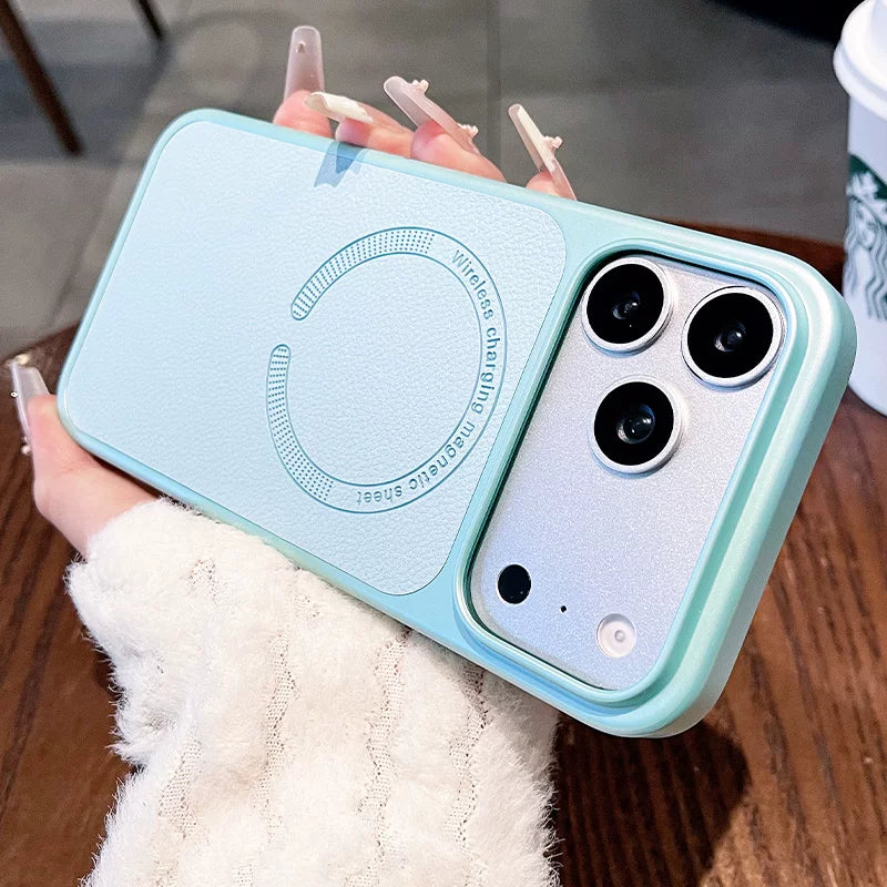 Instant Change for iPhone 17 Pro Max Case New iPhone 16 Protective Case Ultra-thin 15 Pro Lychee Leather Texture Full Coverage Shockproof Magnetic Women's Premium Soft Edge Hard Case Phone Accessories
