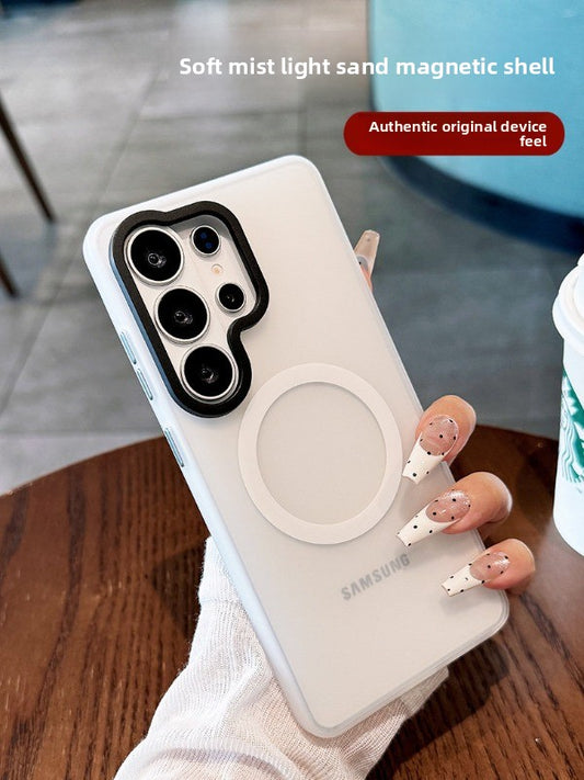 Light sand magnetic suction for Samsung S26ultra S25 Ultra S25+ mobile phone case New S26 + protective case Light sand magnetic suction ultra-thin matte 25ultra anti-drop all-inclusive premium soft edge hard case Phone accessories