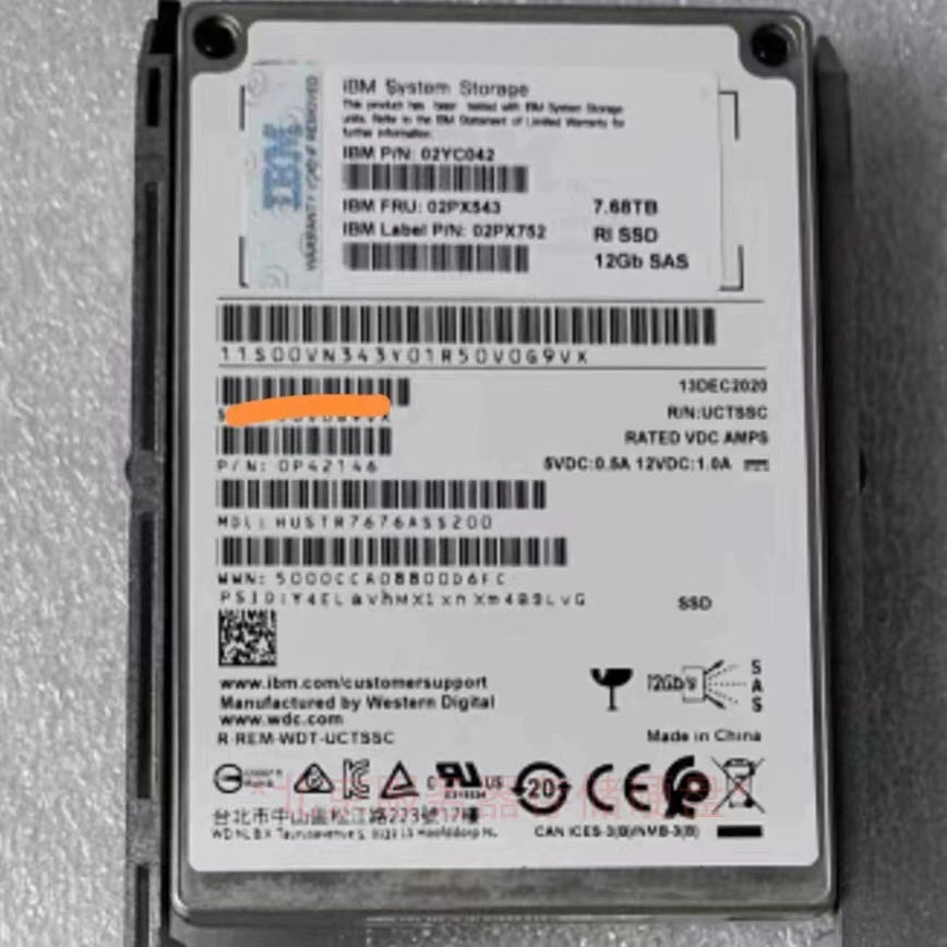 IBM V5000E V5030E Storage Hard Disk 02PX543 02YC042 02PX752 7.68T SSD Servicer