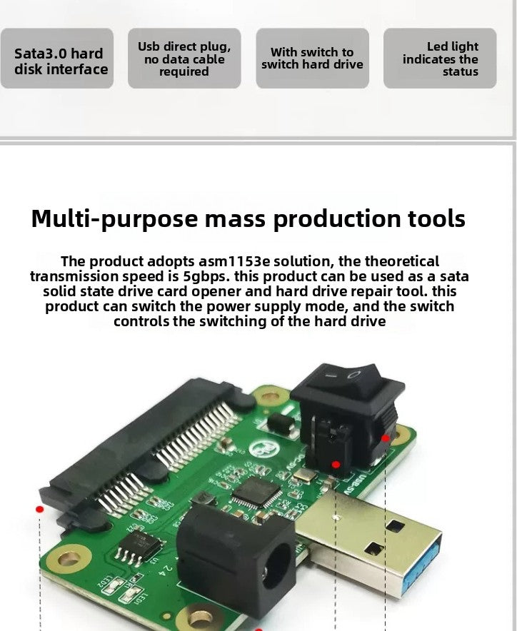 USB to SATA SSD Solid State Drive Card Opener adapter board SSD card opener SATA Card Reader test and repair tool ASM1153E repair tools