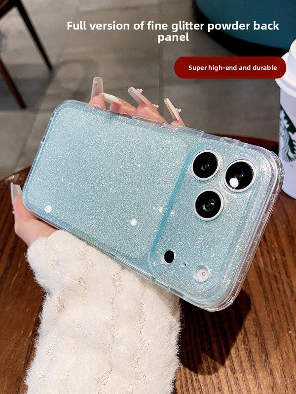Glitter star airbag for iPhone 17promax mobile phone case new iPhone16 light luxury glitter transparent fine hole all-inclusive 15pro women's fresh flash case Phone accessories