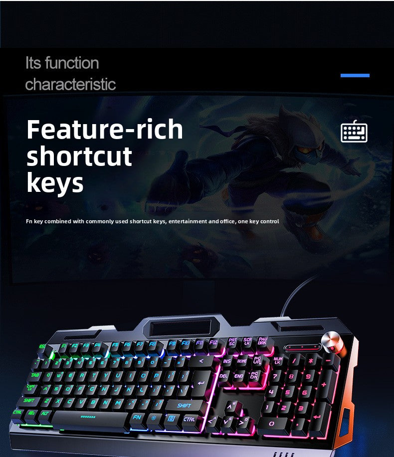 Silver Carving V2G5 Mechanical Feel Metal Keyboard Mouse Headset Three-piece Set USB Wired Gaming Computer Accessories
