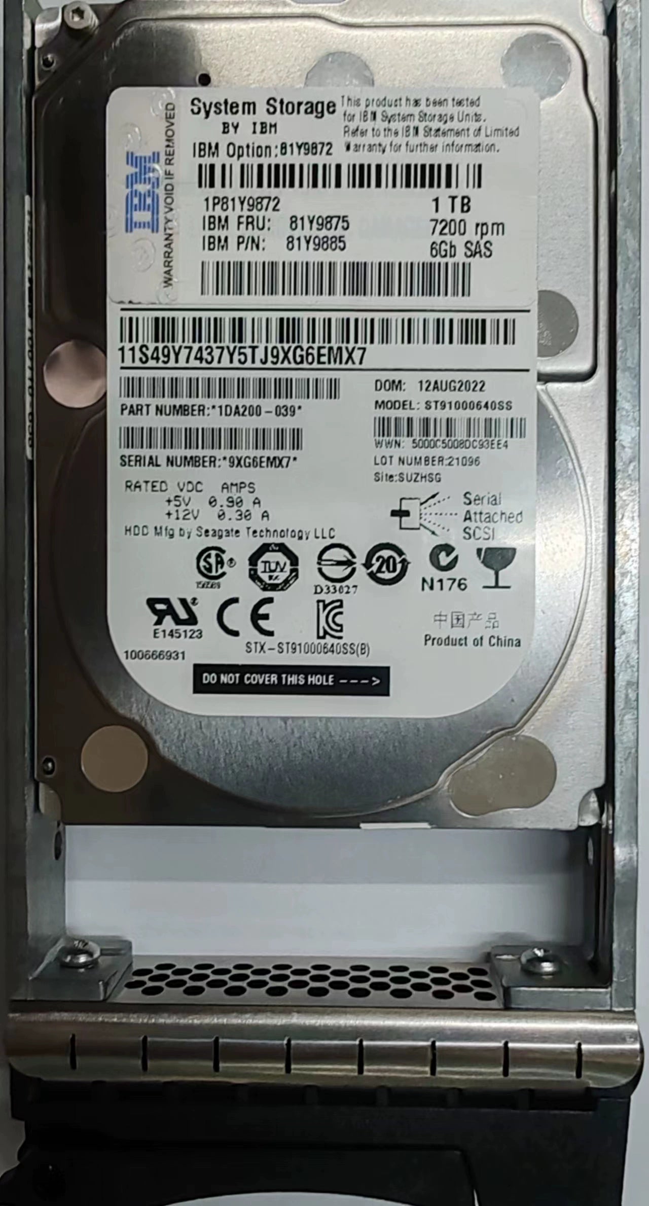 IBM DS3500 DS3524 81Y9872 81Y9875 81Y9885 1TB Storage Hard Disk Servicer