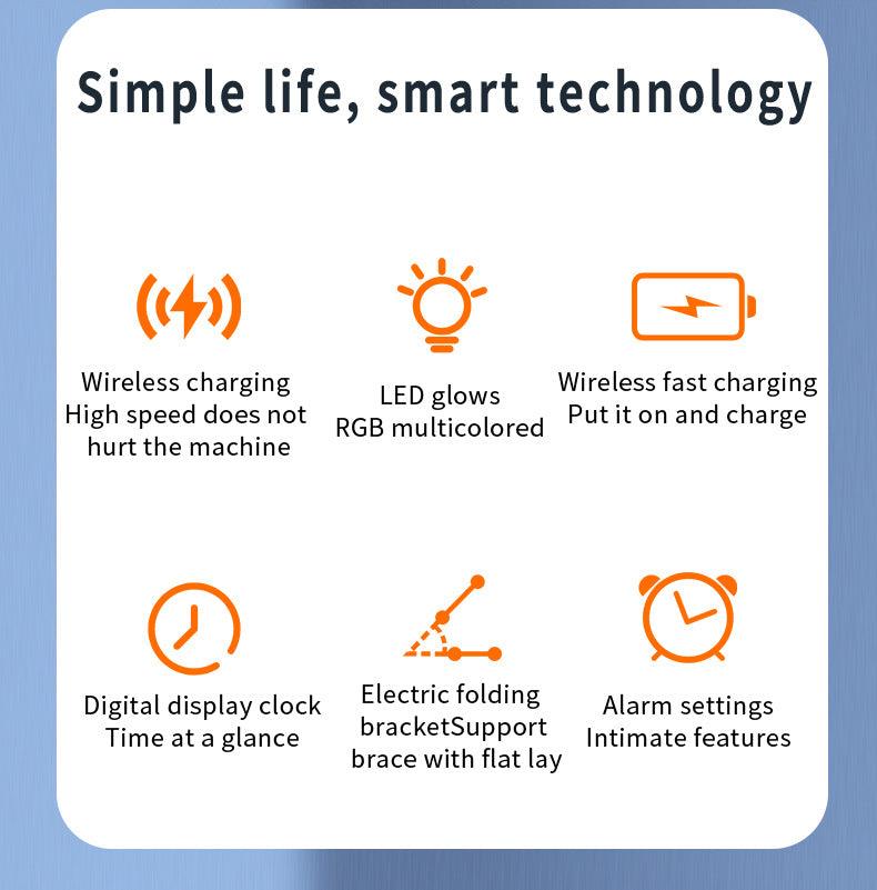 Popular folding three-in-one wireless charger, desktop mobile phone holder, multi-function clock digital display wireless charging