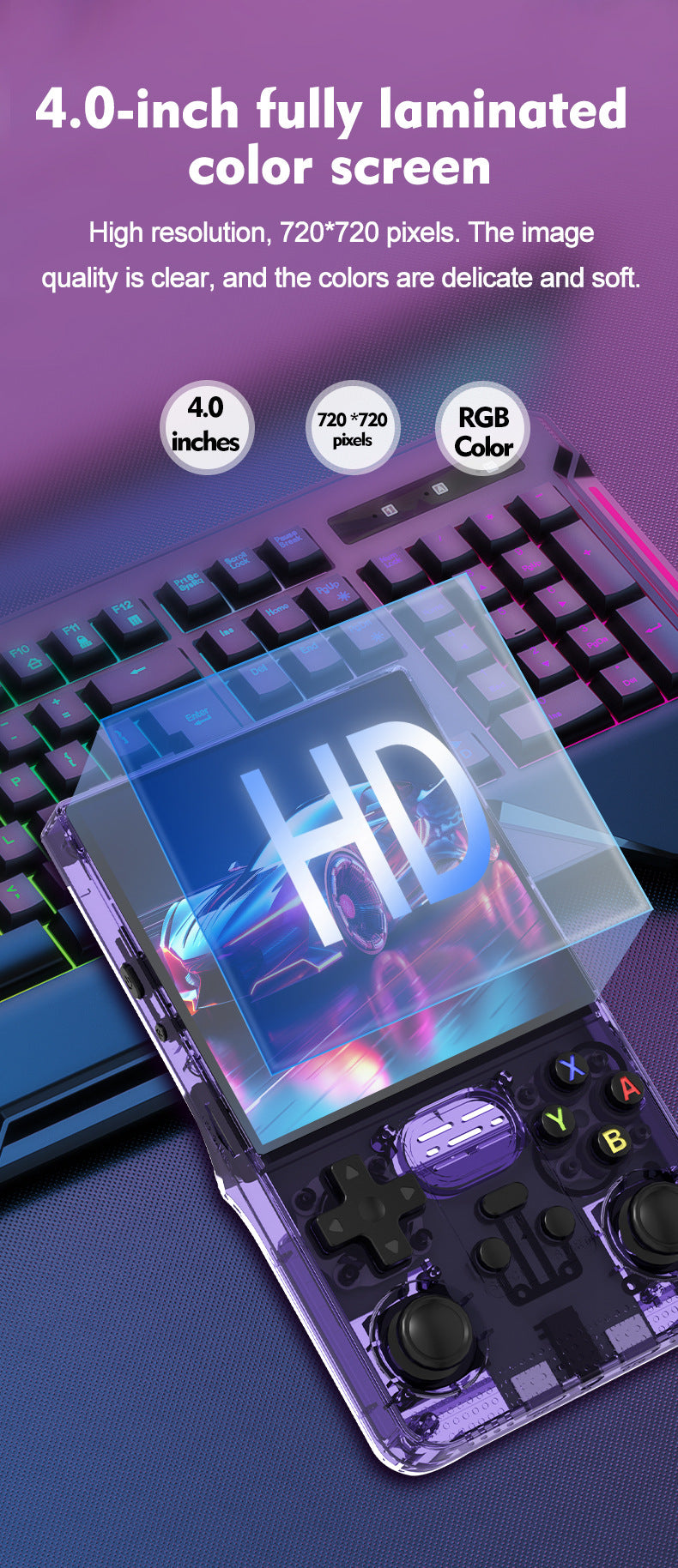 4" inch R39MAX IPS HD 64G 128G Linux Dual 3D joysticks RGB 3500mAh OTG rechargable games Handheld Game Player console