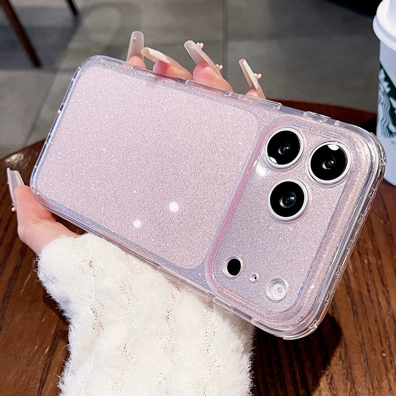 Glitter star airbag for iPhone 17promax mobile phone case new iPhone16 light luxury glitter transparent fine hole all-inclusive 15pro women's fresh flash case Phone accessories