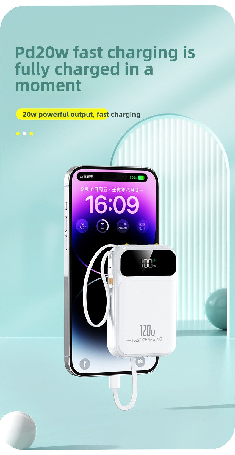 Power bank super fast charging mini with its own cable 20000mAh mobile power supply