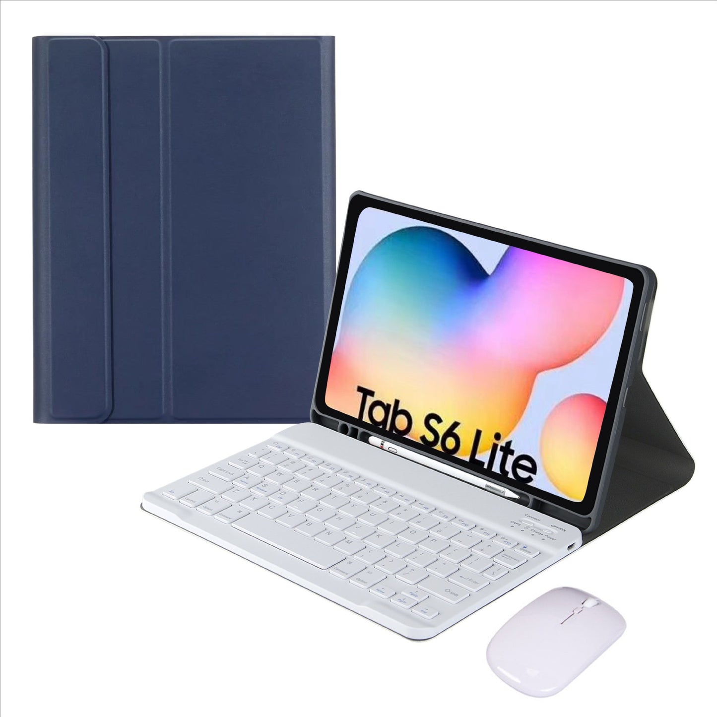 Suitable for Samsung Tablet S6lite S9 FE Bluetooth Keyboard A9 + Leather Case S7 Protective Case Round Keycap S8protective Accessories