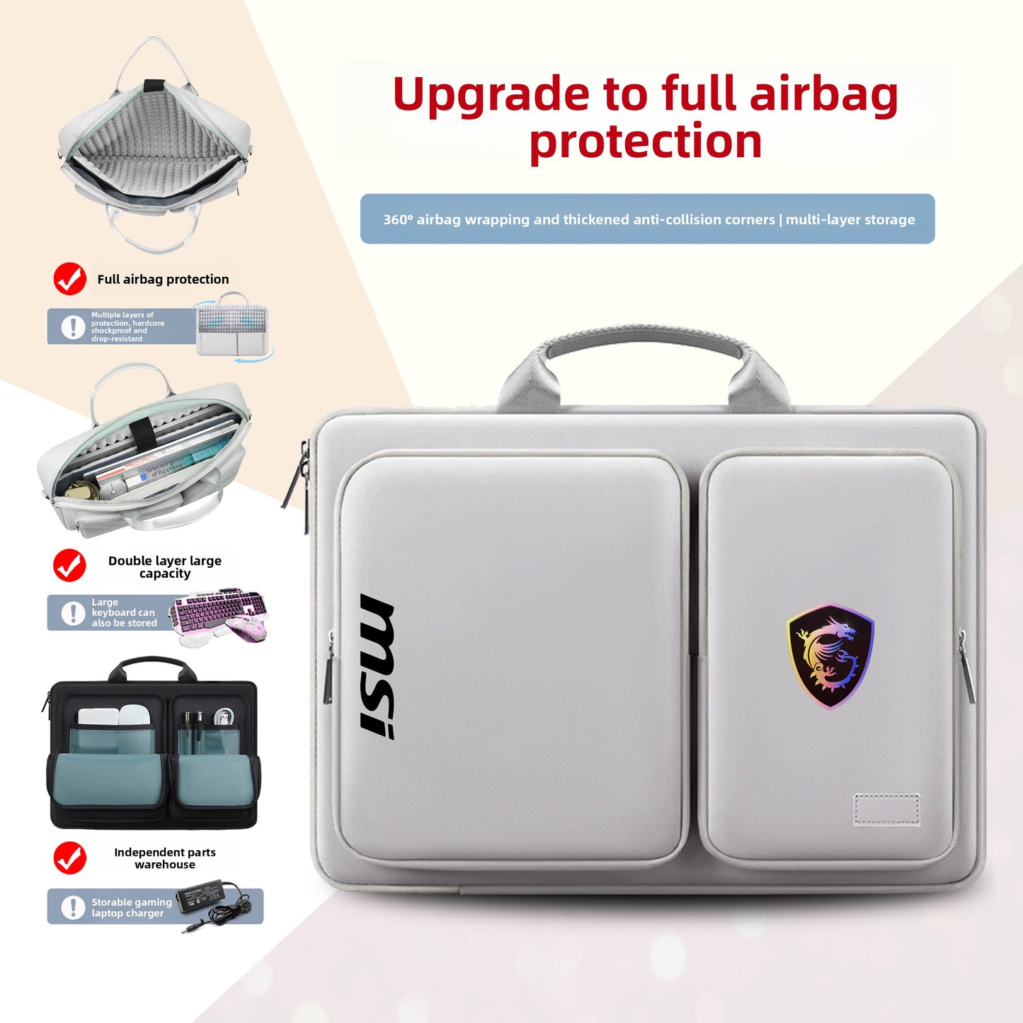 MSI Cyborg 15.6 inch, computer bag Katana GF66 Titan GP78 waterproof, notebook bag 17.3 inch, shoulder bag, protective computer bag.