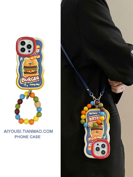 Accessories Creative Leather Funny Burger for iPhone 14Promax Phone Case Apple 13 Trend 12 Japan Korea 11