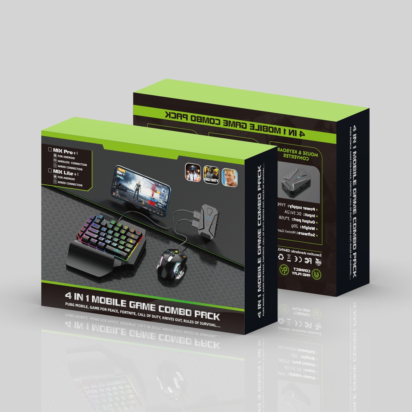 Gaming Mix Pro 4 in 1 mobile game keyboard mouse combo Pack