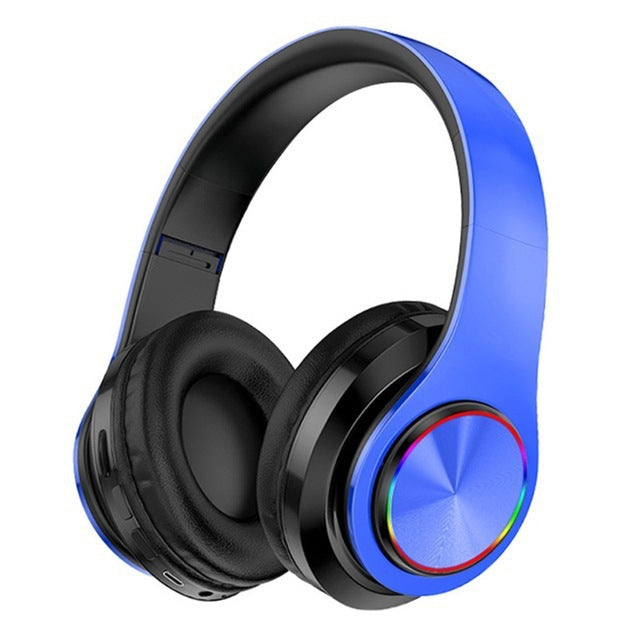 Accessories New B39 Headset Bluetooth Headset Wireless Subwoofer Headset Folding Card Colorful Light-emitting Headset