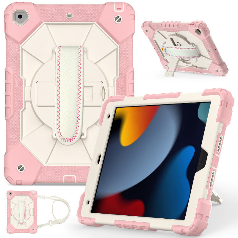 Applicable to iPad 10.2 inch tablet silicone cover iPad9th generation 8th generation 7th generation silicone portable rotating bracket protective case protective Accessories