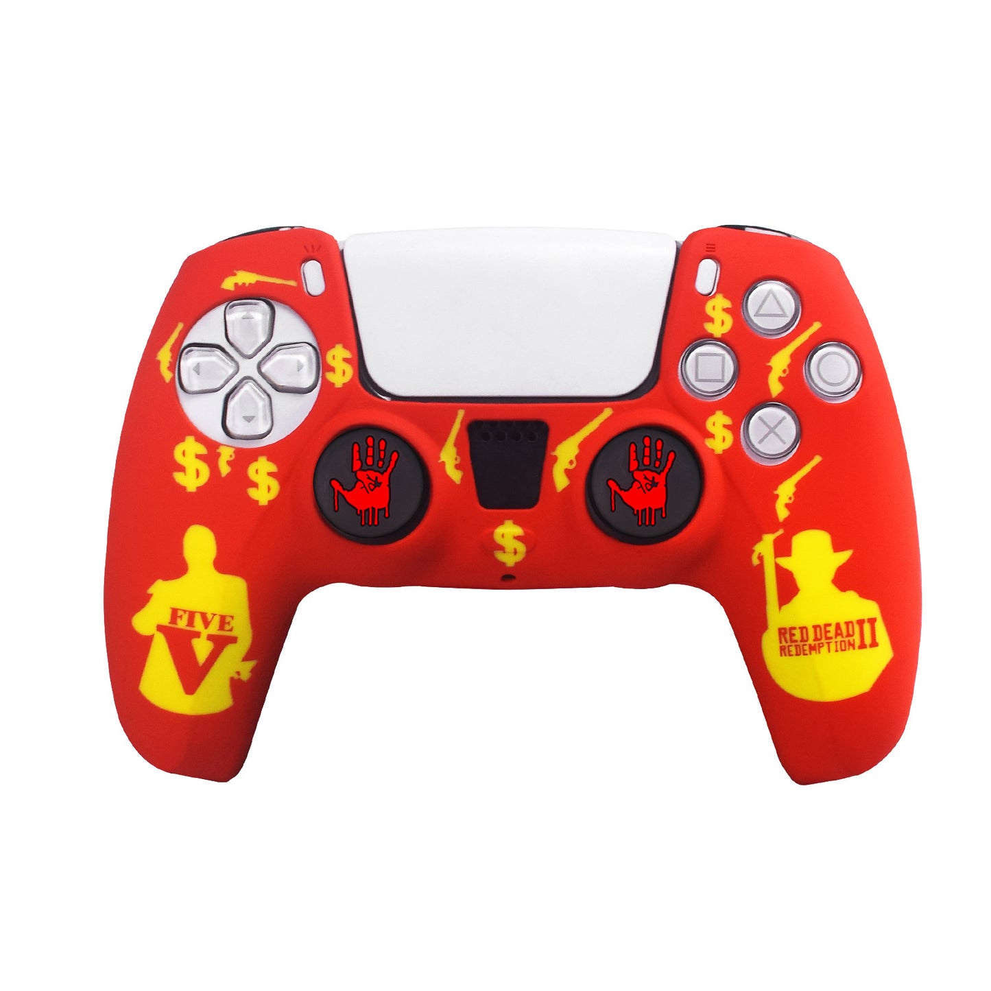 PS5 gamepad protective cover Halloween pattern element handle silicone cover non-slip and dust-proof, including 2 silicone caps