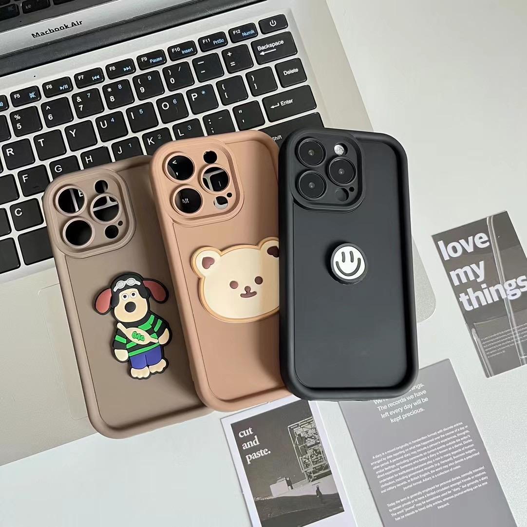 Accessories [Apple] iPhone14/13promax anti-drop milk coffee boss dog bear smiley face female new mobile phone case