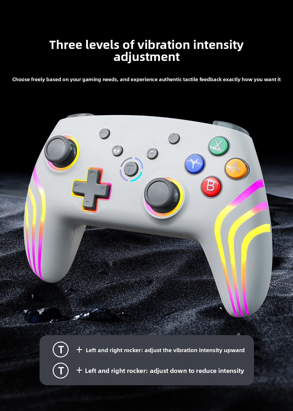 New NS PRO gamepad SWITCH Bluetooth wireless handle with six-axis somatosensory vibration RGB colorful lights