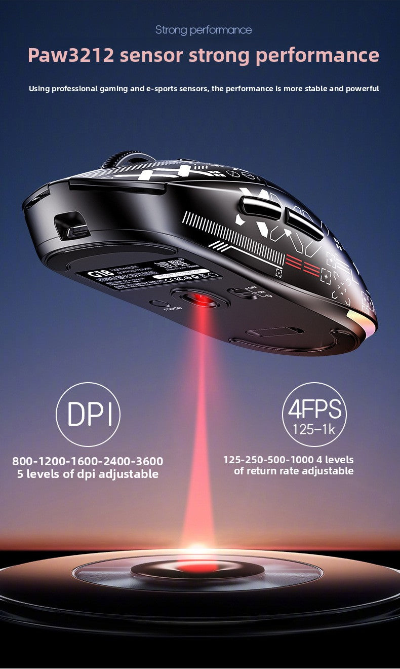 Silver Diao G18 Bluetooth wireless three-mode lightweight mouse game e-sports desktop computer RGB wired