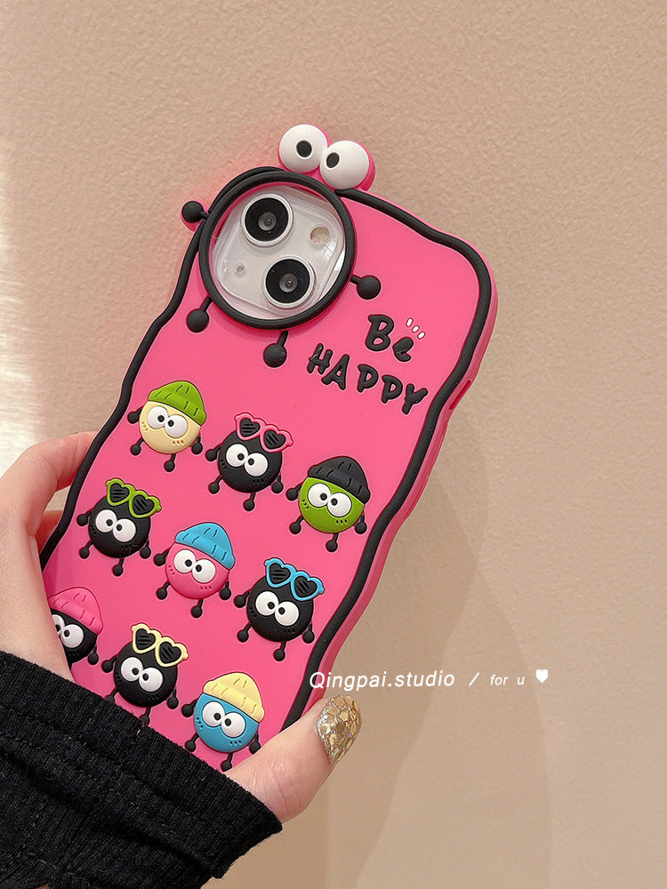 Accessories are suitable for Apple 14promax mobile phone case, the new iphone15 three-dimensional small coal briquettes, women's 13 cartoon cute.