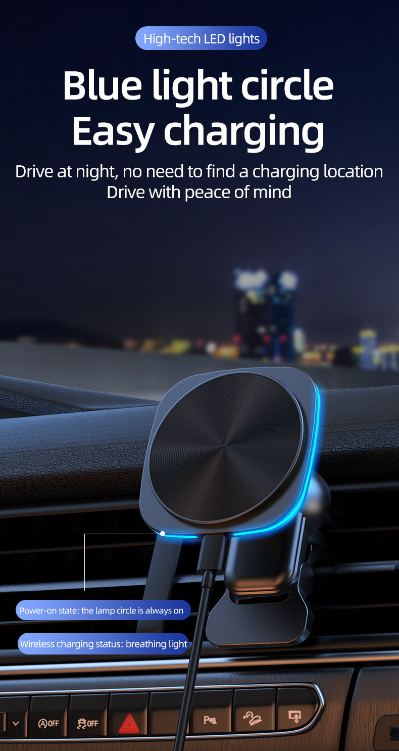 Car magnetic wireless charging 15w magnetic wireless charger, wireless magnetic attraction is suitable for Apple Android mobile phones