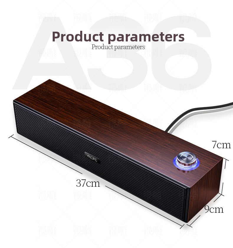 Silver Diao A36 Wood Bluetooth Audio USB Smart Computer Speaker Subwoofer