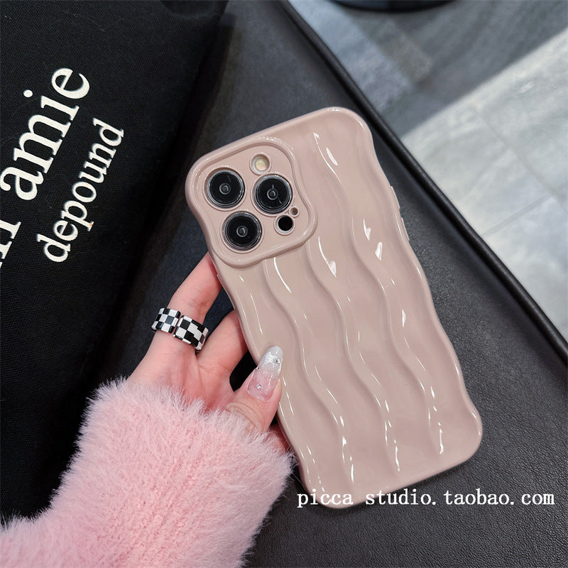 Accessories (Shipping fee not included) Niche wavy wrinkles are suitable for Apple 13 mobile phone case iphone14promax new simple personality 12pr