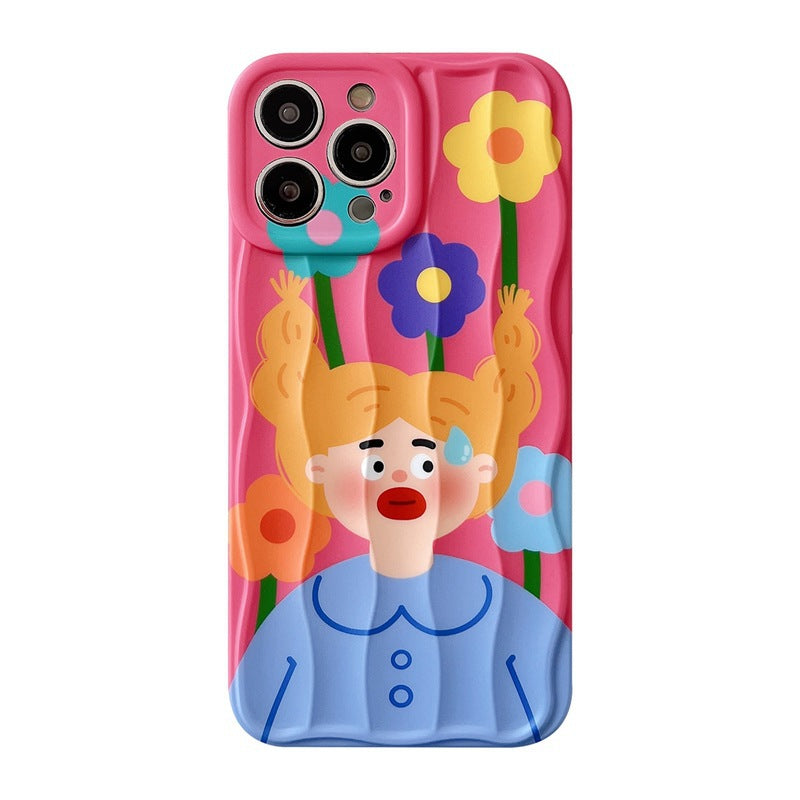 Accessories (Shipping fee not included) Cartoon cute funny girl for iPhone14promax Apple 13 mobile phone case 12 new 11 creative sets