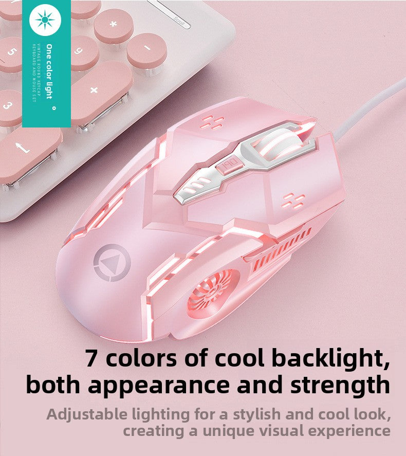 Silver carving V8 punk mechanical feel keyboard mouse set luminous game computer accessories