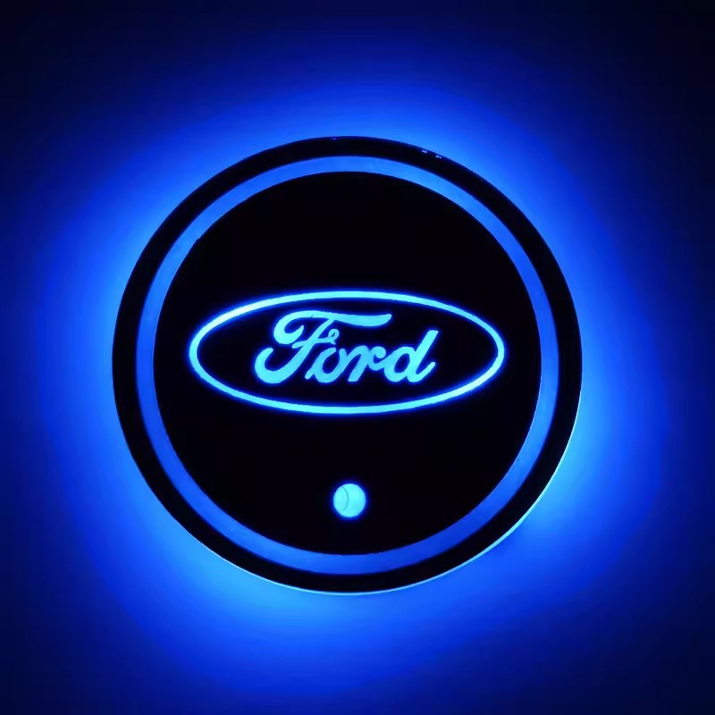 (Free shipping) Full brand Car LED light water coaster Colorful water coaster Car atmosphere light USB charging Non-slip mat