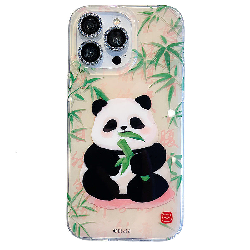 Accessories for iphone15 mobile phone case 13/14 fun small fresh cute panda 14pro apple 15promax tide