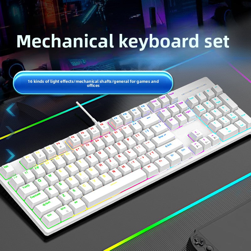 Wired mechanical keyboard Green axis RGB mixed light gaming computer, desktop keyboard universal