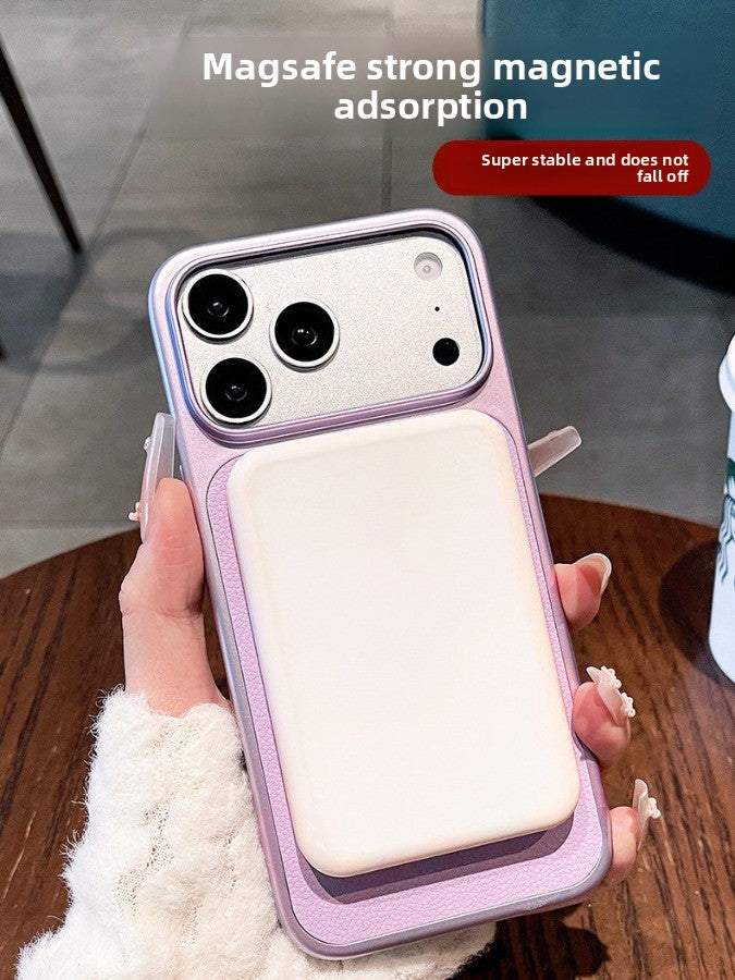Instant Change for iPhone 17 Pro Max Case New iPhone 16 Protective Case Ultra-thin 15 Pro Lychee Leather Texture Full Coverage Shockproof Magnetic Women's Premium Soft Edge Hard Case Phone Accessories