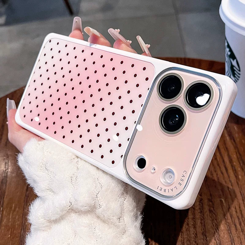 Square shell polka dot for iPhone 17promax mobile phone case The new iPhone16 seconds becomes larger Windows gradually change smudge women's case 15pro integrated lens film case Phone accessories