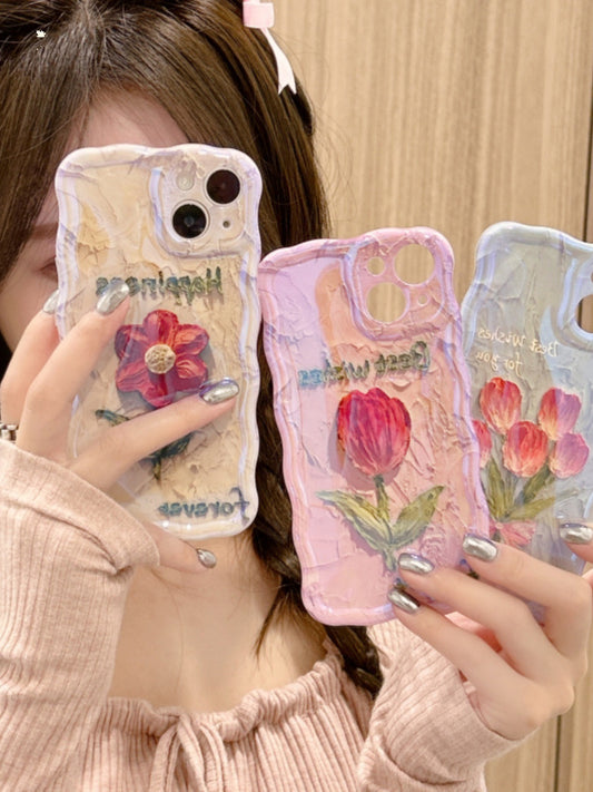 Accessories Super fire oil painting flower suitable for 12 Apple 14Pro mobile phone case iphone13promax new soft case 1