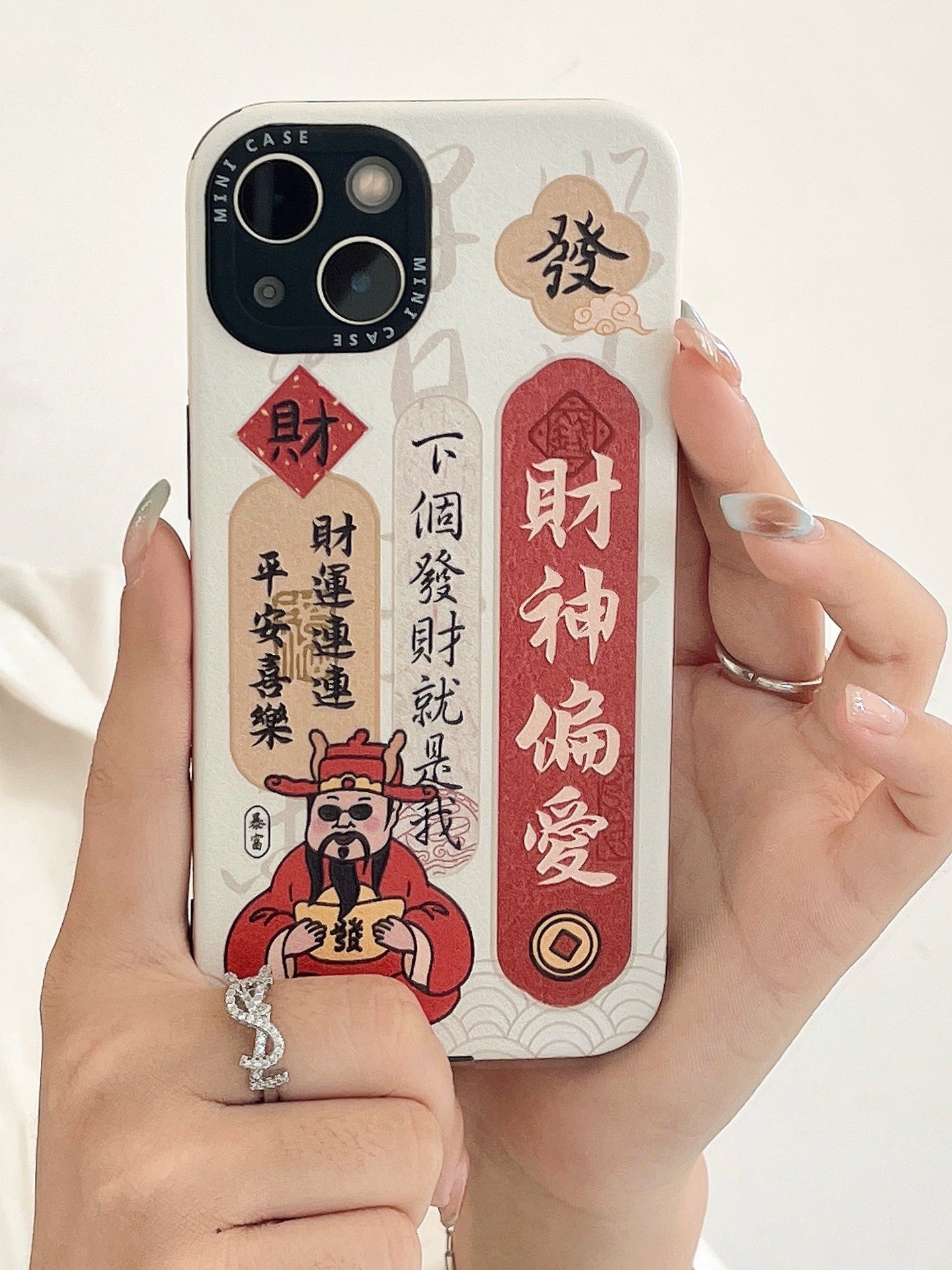 Accessories for Apple 15 mobile phone case iphone14promax Buddha Lord God of Wealth 13 Shun~ auspicious text 12 couples female