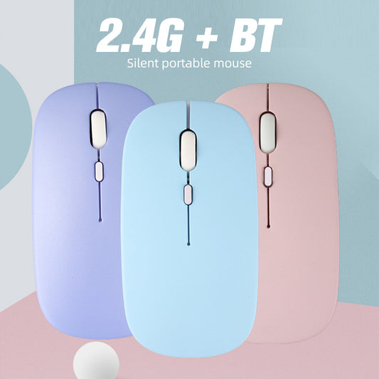 New Wireless Charging Mouse Mute Bluetooth Mouse Notebook Tablet Candy Color 2.4G Dual Mode USB Mouse protective Accessories