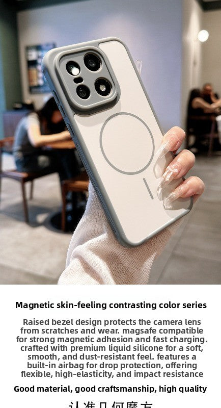 Contrasting color heat dissipation magnetic suction For OnePlus 15 mobile phone case New OnePlus 15T strong magnetic adsorption fine hole frame OnePlus side heat dissipation design Soft edge shell Phone Accessories